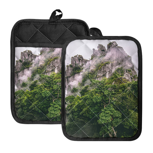 High Mountain Print Pot Holders With Pocket