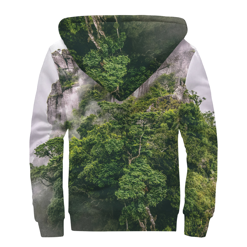 High Mountain Print Sherpa Lined Zip Up Hoodie