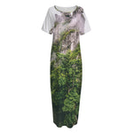 High Mountain Print Short Sleeve Long Nightdress