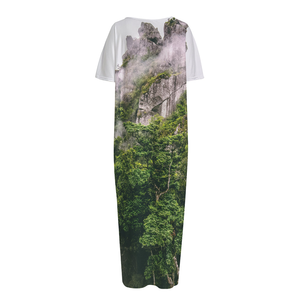 High Mountain Print Short Sleeve Long Nightdress
