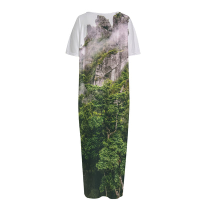 High Mountain Print Short Sleeve Long Nightdress