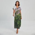 High Mountain Print Short Sleeve Maxi Dress