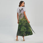 High Mountain Print Short Sleeve Maxi Dress