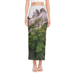 High Mountain Print Side Slit Maxi Skirt