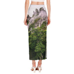 High Mountain Print Side Slit Maxi Skirt