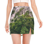 High Mountain Print Side Slit Mini Skirt