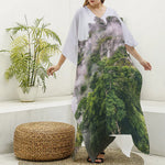 High Mountain Print Silk V-Neck Kaftan Dress