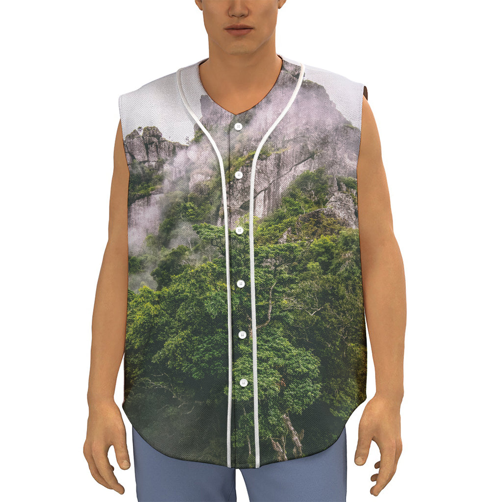 High Mountain Print Sleeveless Baseball Jersey
