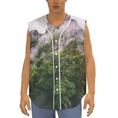 High Mountain Print Sleeveless Baseball Jersey