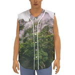 High Mountain Print Sleeveless Baseball Jersey