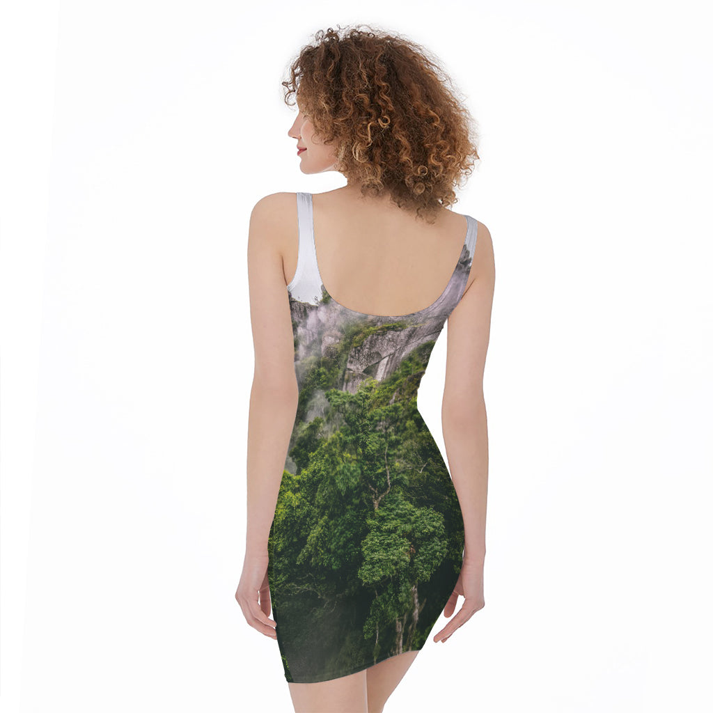 High Mountain Print Sleeveless Bodycon Dress