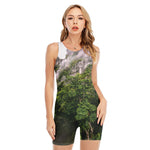 High Mountain Print Sleeveless One Piece Swimsuit