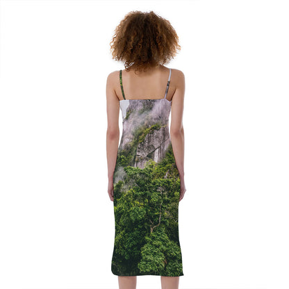 High Mountain Print Slim Fit Midi Cami Dress