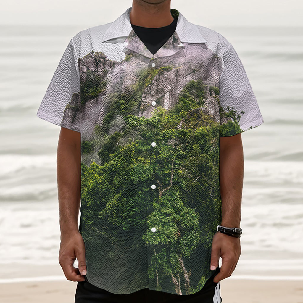 High Mountain Print Textured Short Sleeve Shirt