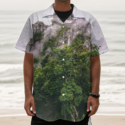 High Mountain Print Textured Short Sleeve Shirt