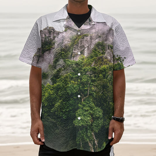 High Mountain Print Textured Short Sleeve Shirt
