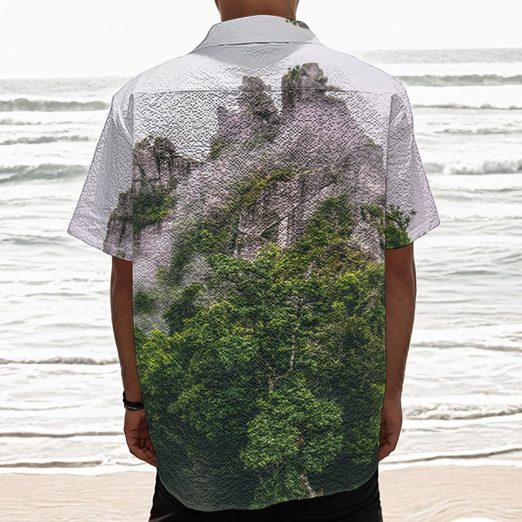 High Mountain Print Textured Short Sleeve Shirt