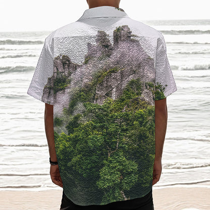 High Mountain Print Textured Short Sleeve Shirt