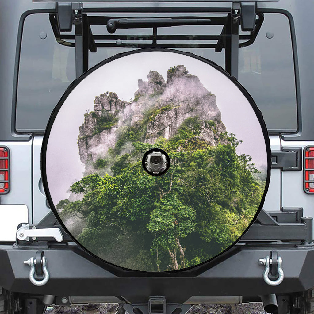 High Mountain Print Tire Cover With Camera Hole