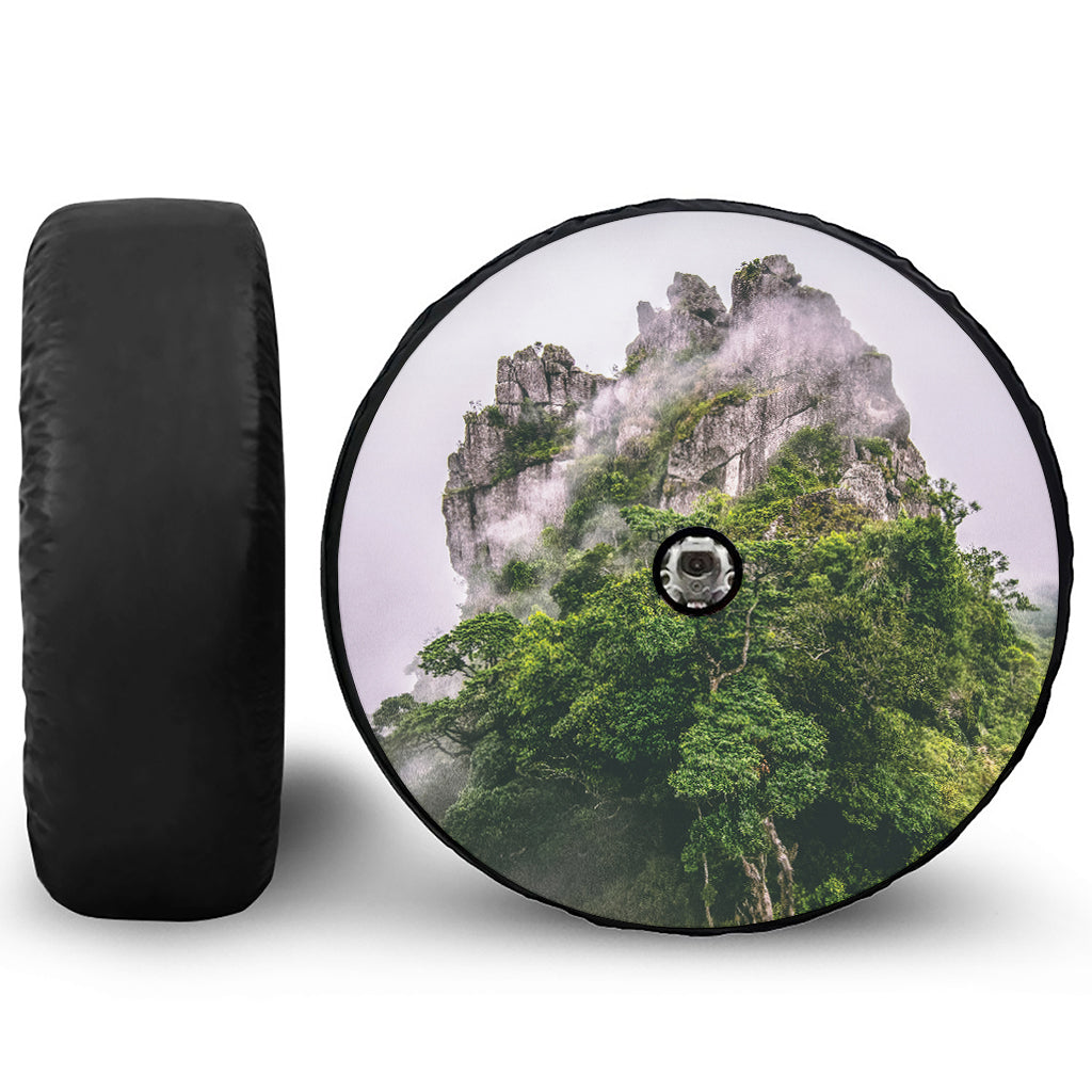 High Mountain Print Tire Cover With Camera Hole