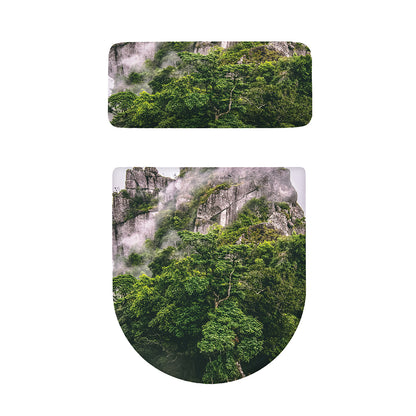 High Mountain Print Toilet Lid And Tank Cover Set