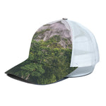 High Mountain Print White Mesh Trucker Cap