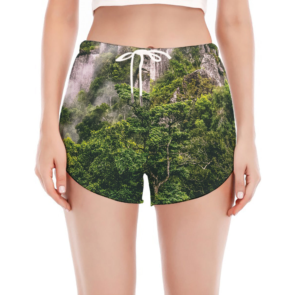 High Mountain Print Women's Split Running Shorts