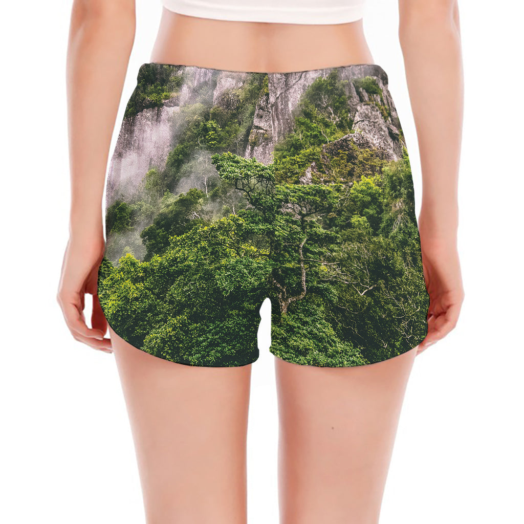 High Mountain Print Women's Split Running Shorts