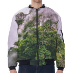 High Mountain Print Zip Sleeve Bomber Jacket