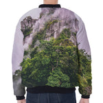 High Mountain Print Zip Sleeve Bomber Jacket