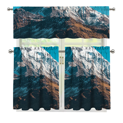 Himalaya Mountain Print 3 Piece Kitchen Curtains