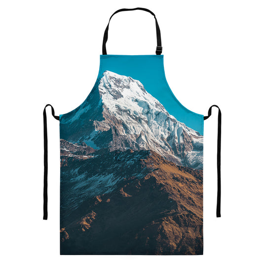 Himalaya Mountain Print Bib Apron With Pocket