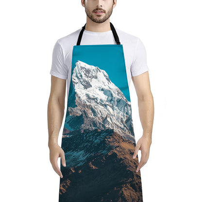 Himalaya Mountain Print Bib Apron With Pocket