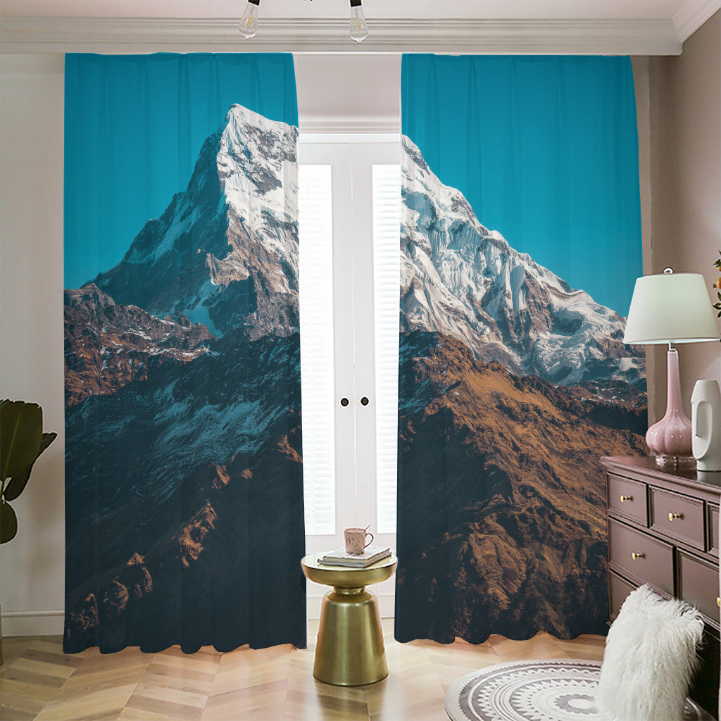 Himalaya Mountain Print Blackout Pencil Pleat Curtains