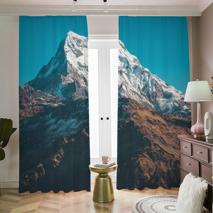 Himalaya Mountain Print Blackout Pencil Pleat Curtains