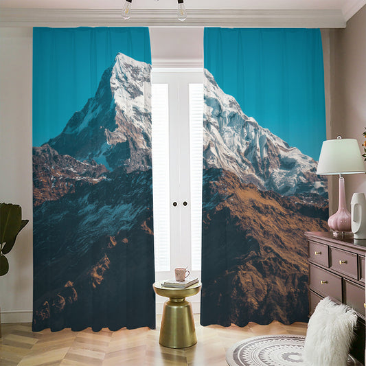 Himalaya Mountain Print Blackout Pencil Pleat Curtains