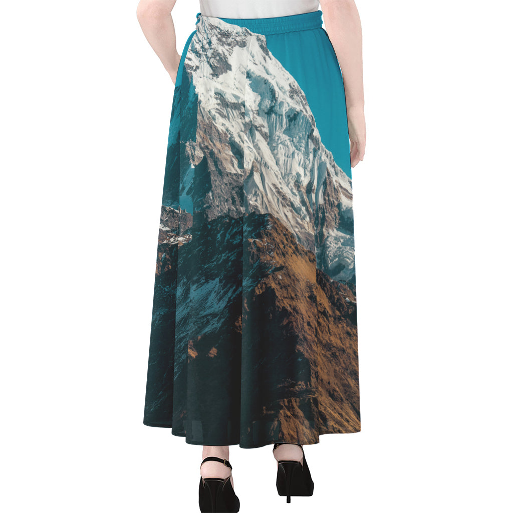 Himalaya Mountain Print Chiffon Maxi Skirt
