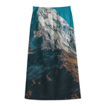 Himalaya Mountain Print Cotton Front Slit Maxi Skirt