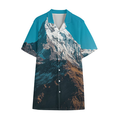 Himalaya Mountain Print Cotton Hawaiian Shirt