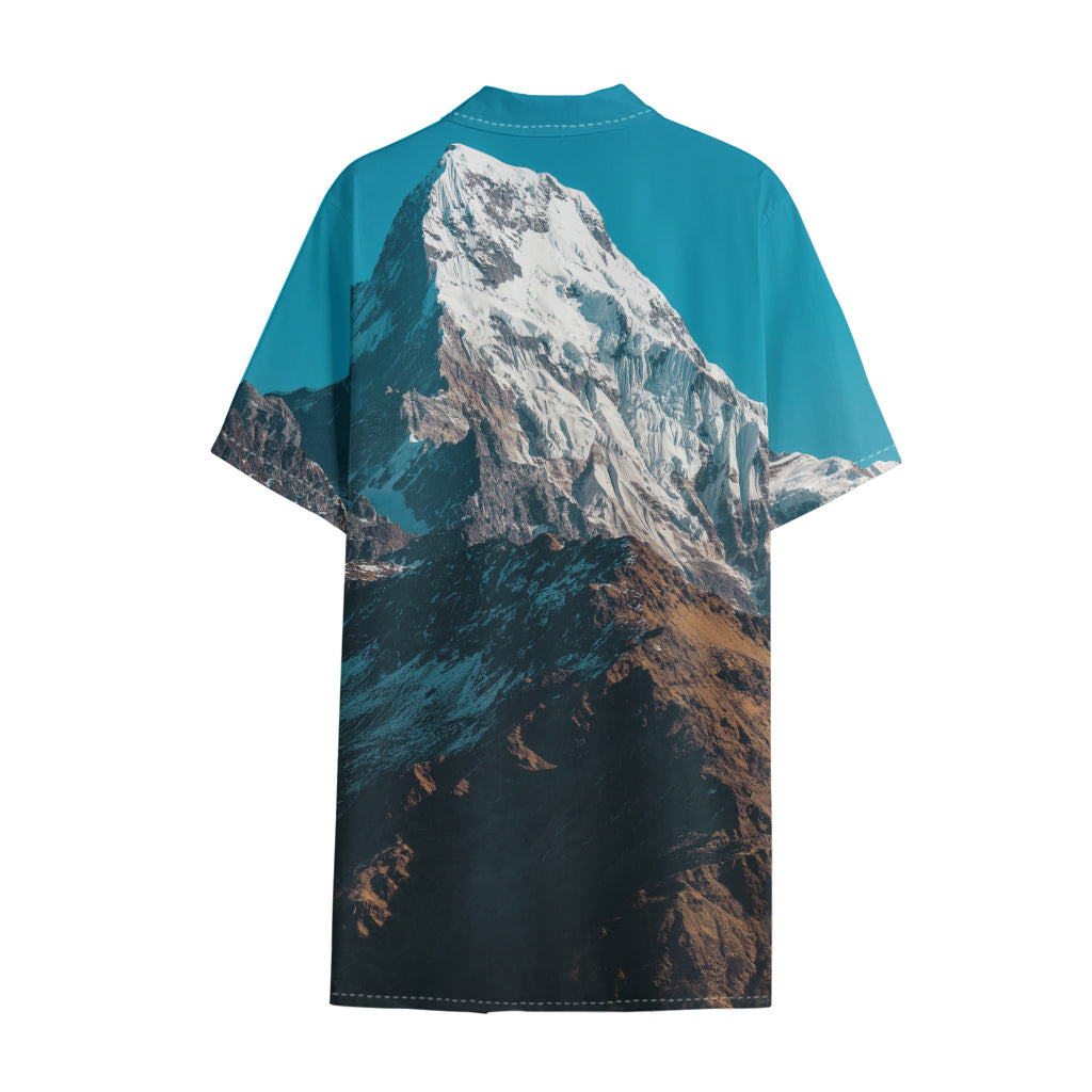 Himalaya Mountain Print Cotton Hawaiian Shirt