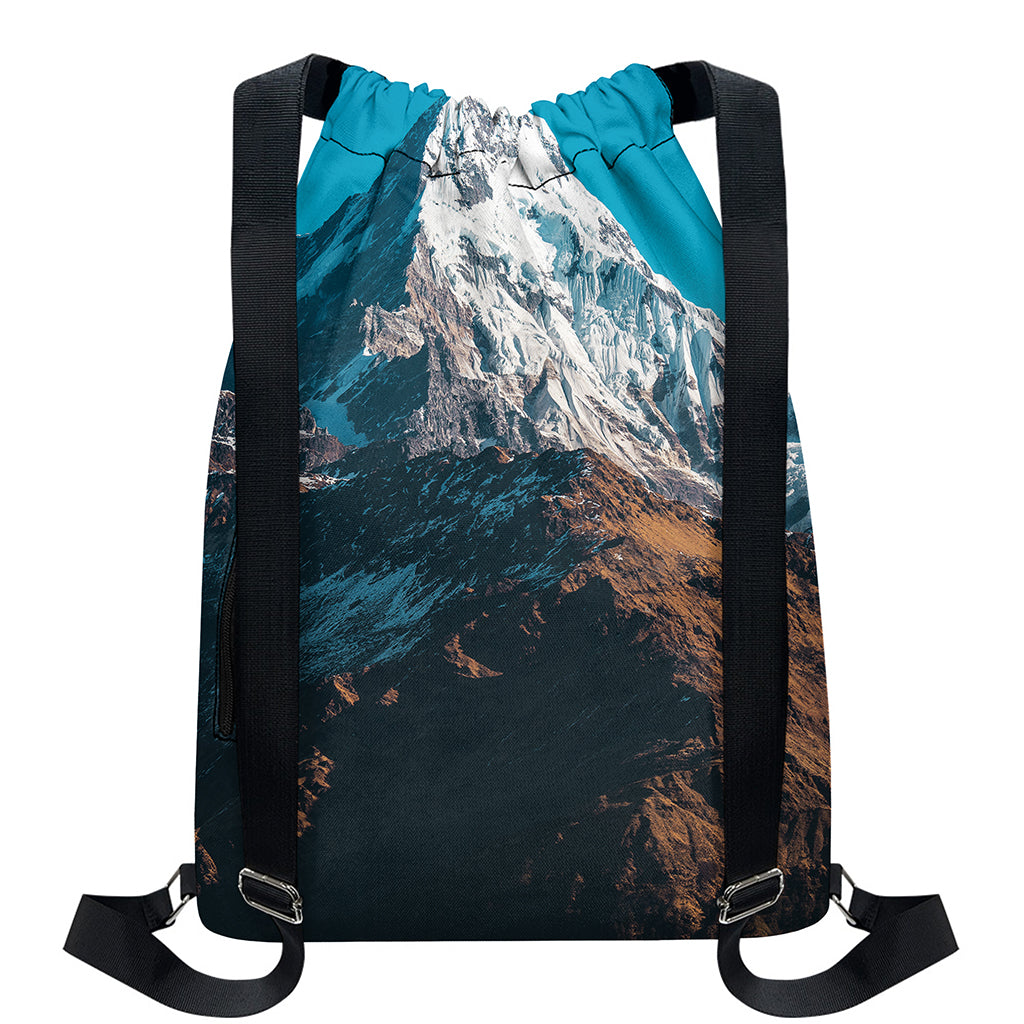 Himalaya Mountain Print Drawstring Backpack