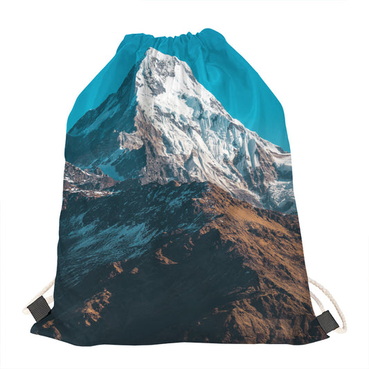 Himalaya Mountain Print Drawstring Bag