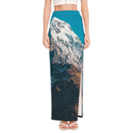 Himalaya Mountain Print High Slit Maxi Skirt
