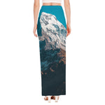 Himalaya Mountain Print High Slit Maxi Skirt