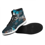 Himalaya Mountain Print High Top Leather Sneakers