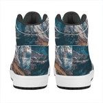 Himalaya Mountain Print High Top Leather Sneakers