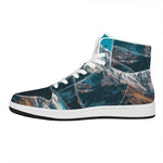 Himalaya Mountain Print High Top Leather Sneakers