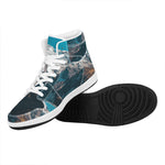 Himalaya Mountain Print High Top Leather Sneakers