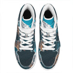 Himalaya Mountain Print High Top Leather Sneakers