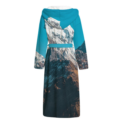 Himalaya Mountain Print Hooded Bathrobe